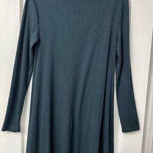 Blue A-Line Mock Neck Long Sleeve Dress